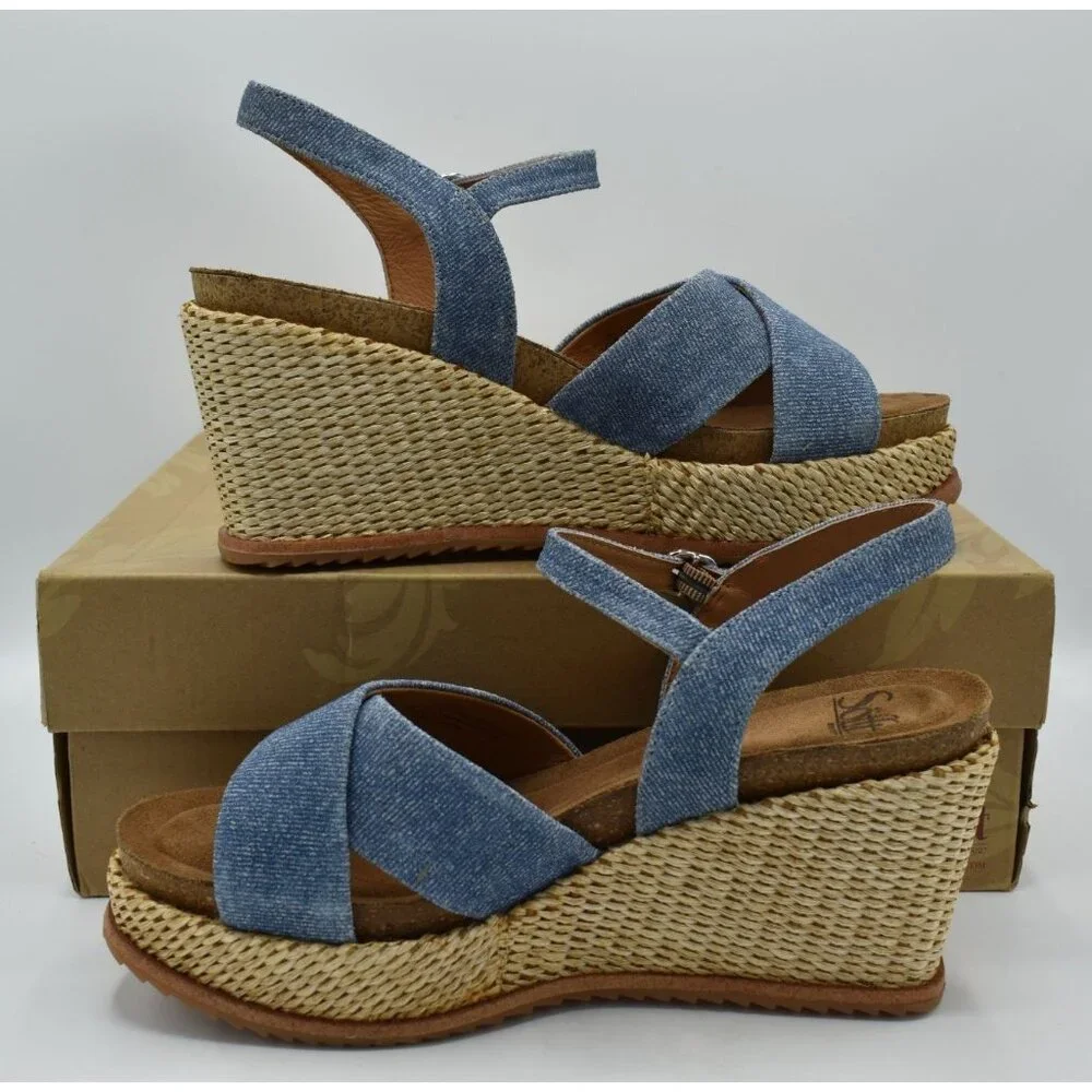 Sofft Womens Size 11 Diana Blue Chambray Denim Espadrille Open Toe Sandals Shoes